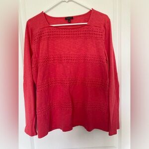 Talbots Dark Salmon Longsleeve Top with Detail Womens XL